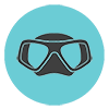 Grey freediving mask vector with blue background