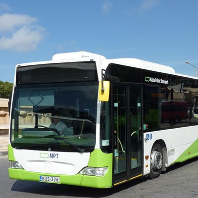 White and green bus of Malta Transport